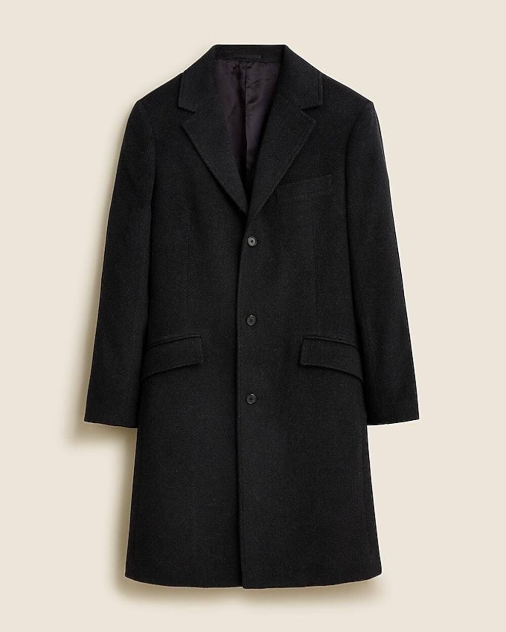 J.Crew Black Wool Cashmere Single Breasted Classic Winter Top Coat Size 4